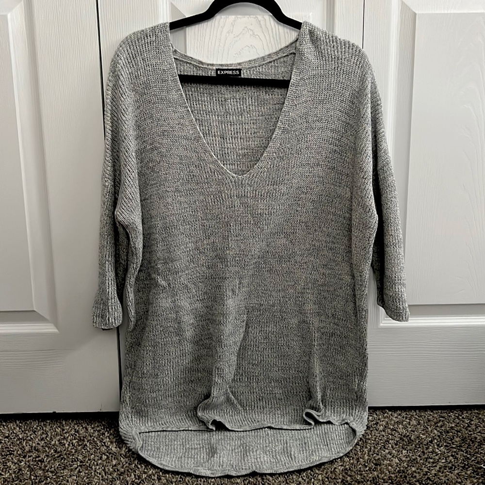 Express | Grey v neck sweater size small worn once